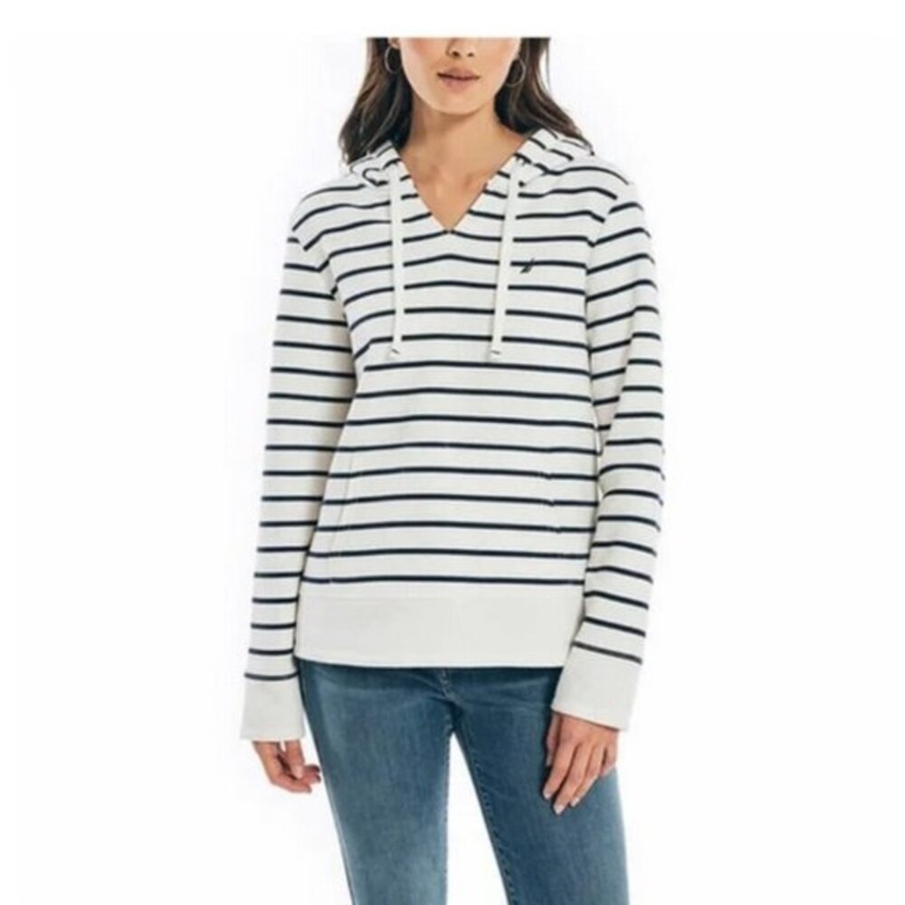 Nautica Ladies Hoodie Navy & White Stripe XL NWT